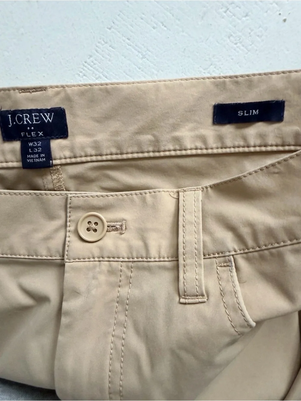 J. Crew 770 Flex Men's Size W32-L32 Slim Fit 5-Pockets Pants. Tan. Great Cond.